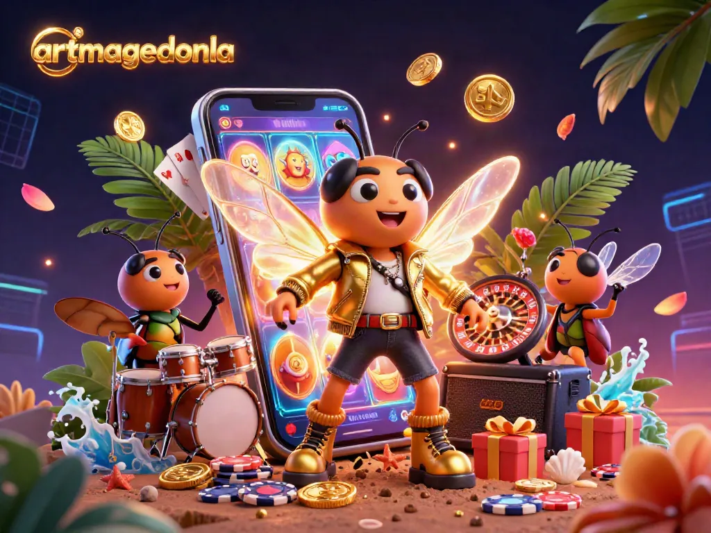 Experience artmageddonla's vibrant casino atmosphere with 3D characters and exciting gaming elements.