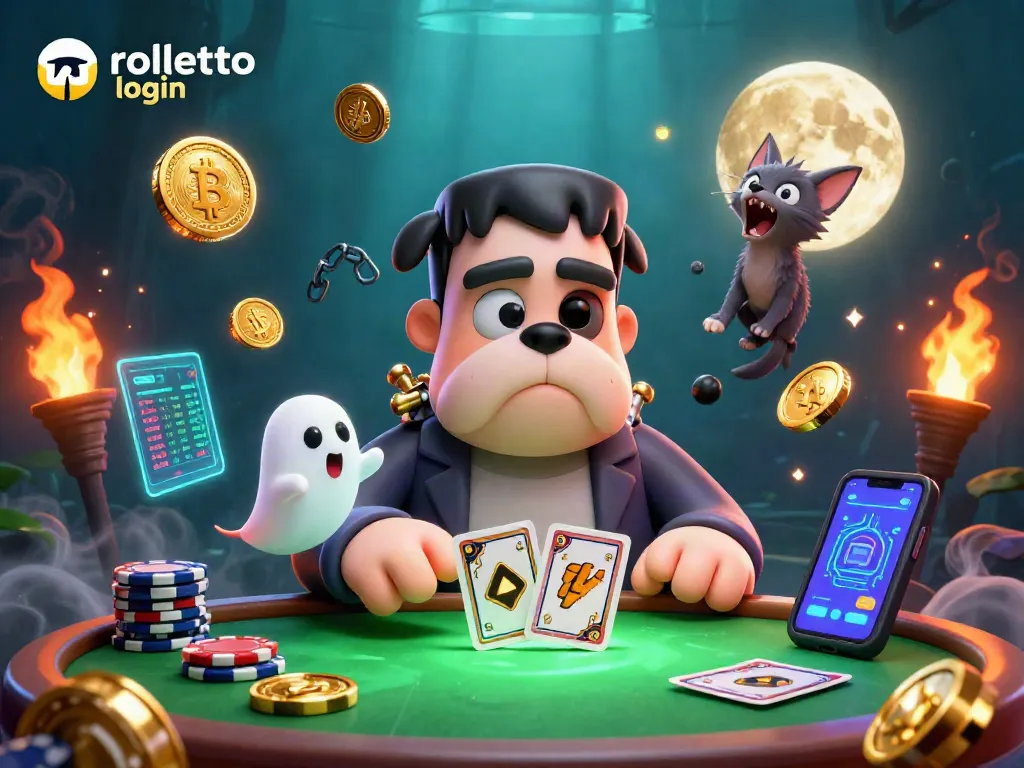 Experience rolletto login with a vibrant casino scene featuring unique characters and crypto elements.