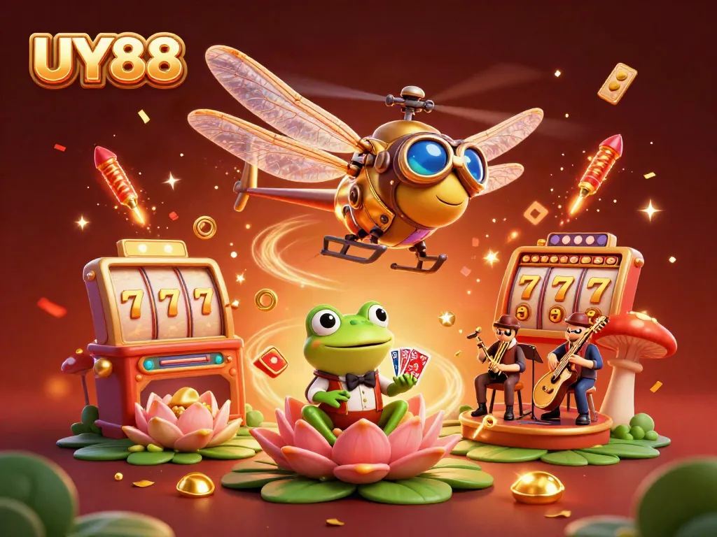 Experience the dynamic UY88 casino scene with engaging characters and vibrant game elements.