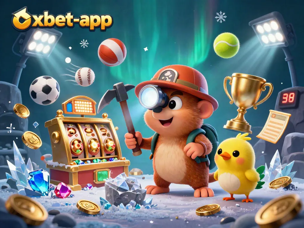 Engage with the thrill of oxbet-app while exploring dynamic casino treasures in a vibrant 3D illustration.