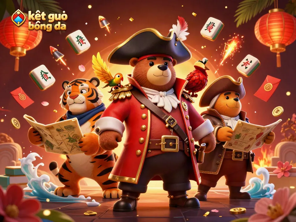 Experience kết quả bóng đá action with a vibrant scene of adventure, treasure, and casino excitement.