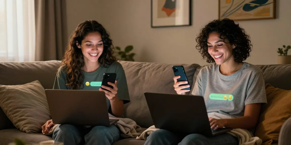 Engaging ai sex chat scene with a couple enjoying intimate virtual interaction in a cozy setting, highlighting modern connection.