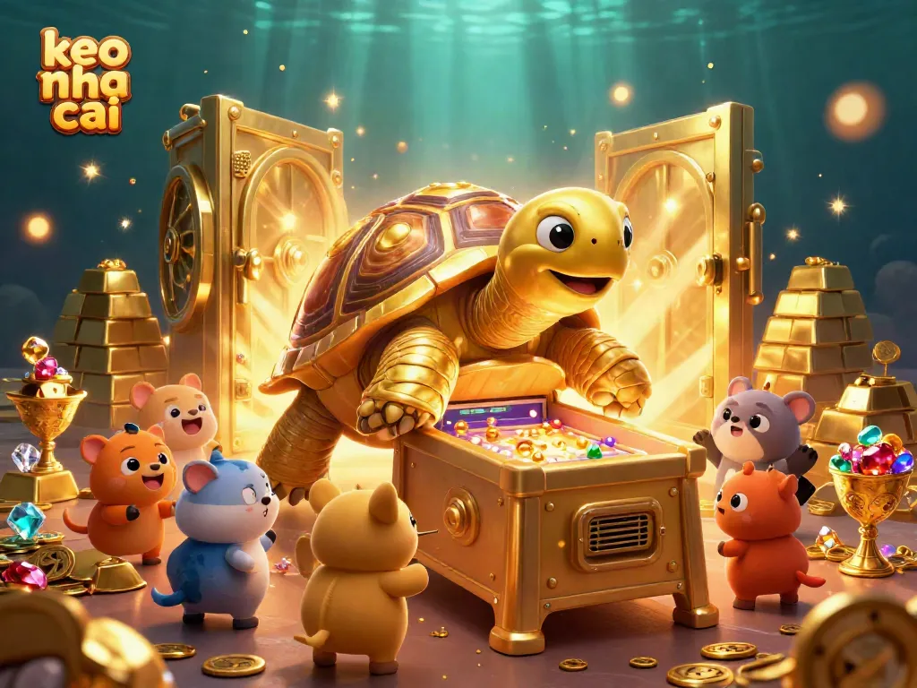 Spin the exciting keo nha cai pinball machine featuring golden treasures and animated characters.
