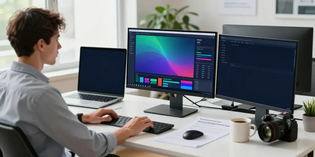 SEO specialist optimizing instant indexing strategies in a modern workspace.