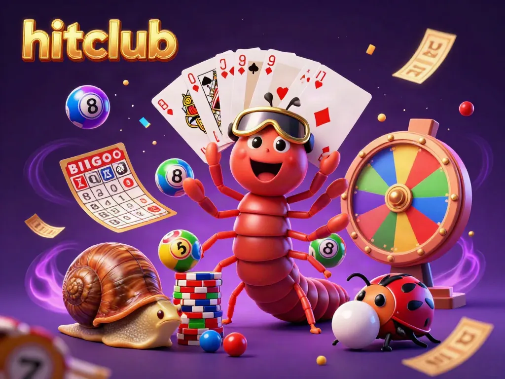 Hitclub offers dynamic gameplay with a colorful casino scene featuring a unique millipede dealer.