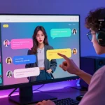 Engaging NSFW chat interaction with AI character on modern platform